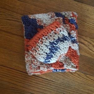 Newborn hat with matching lovey blanket.